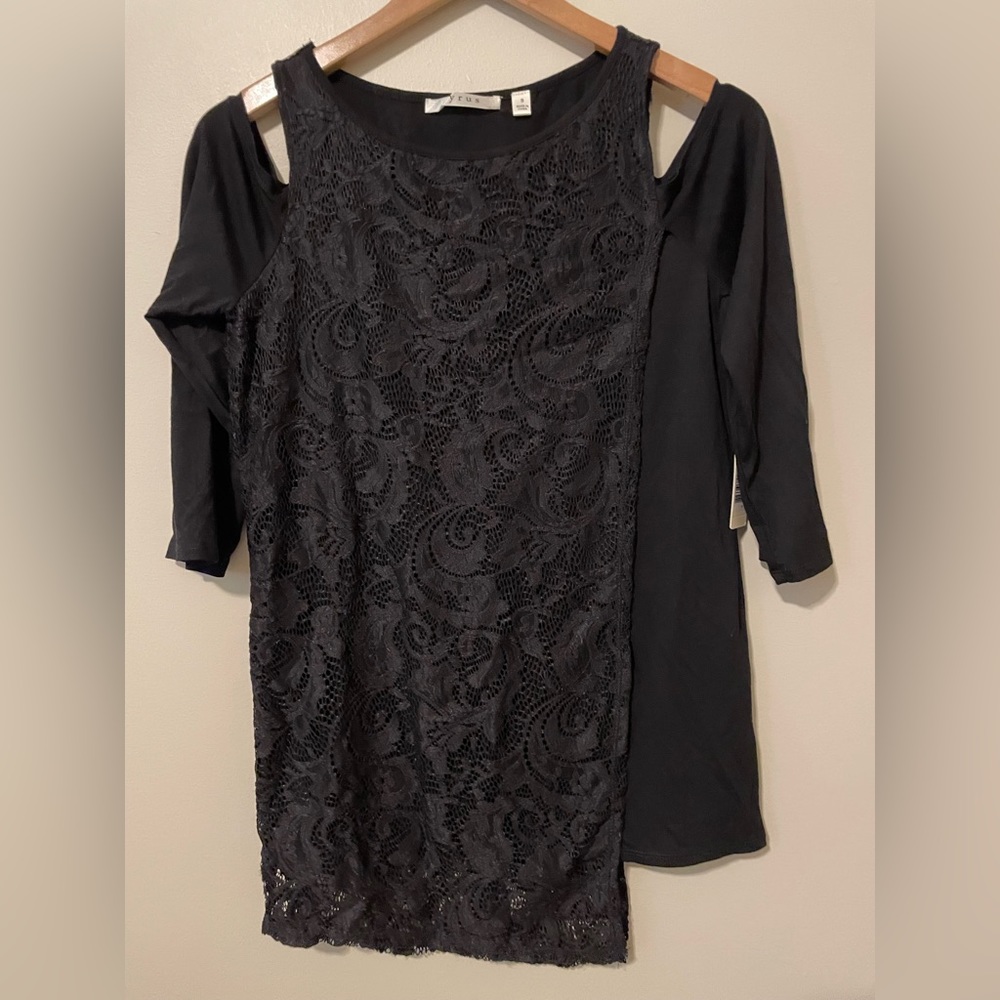 Cyrus Black Cold Shoulder Top